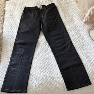 Frame - The Silvie Straight Leg Slender Coated Black Jeans